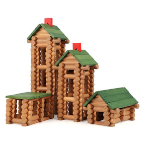 328 Pcs Wooden Logs Set Ages 3+, Classic Building Log Toys for Kids