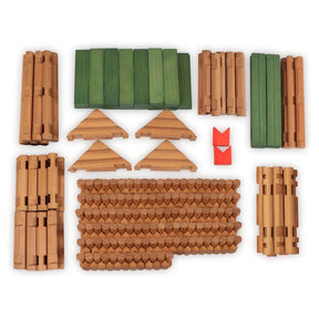 328 Pcs Wooden Logs Set Ages 3+, Classic Building Log Toys for Kids