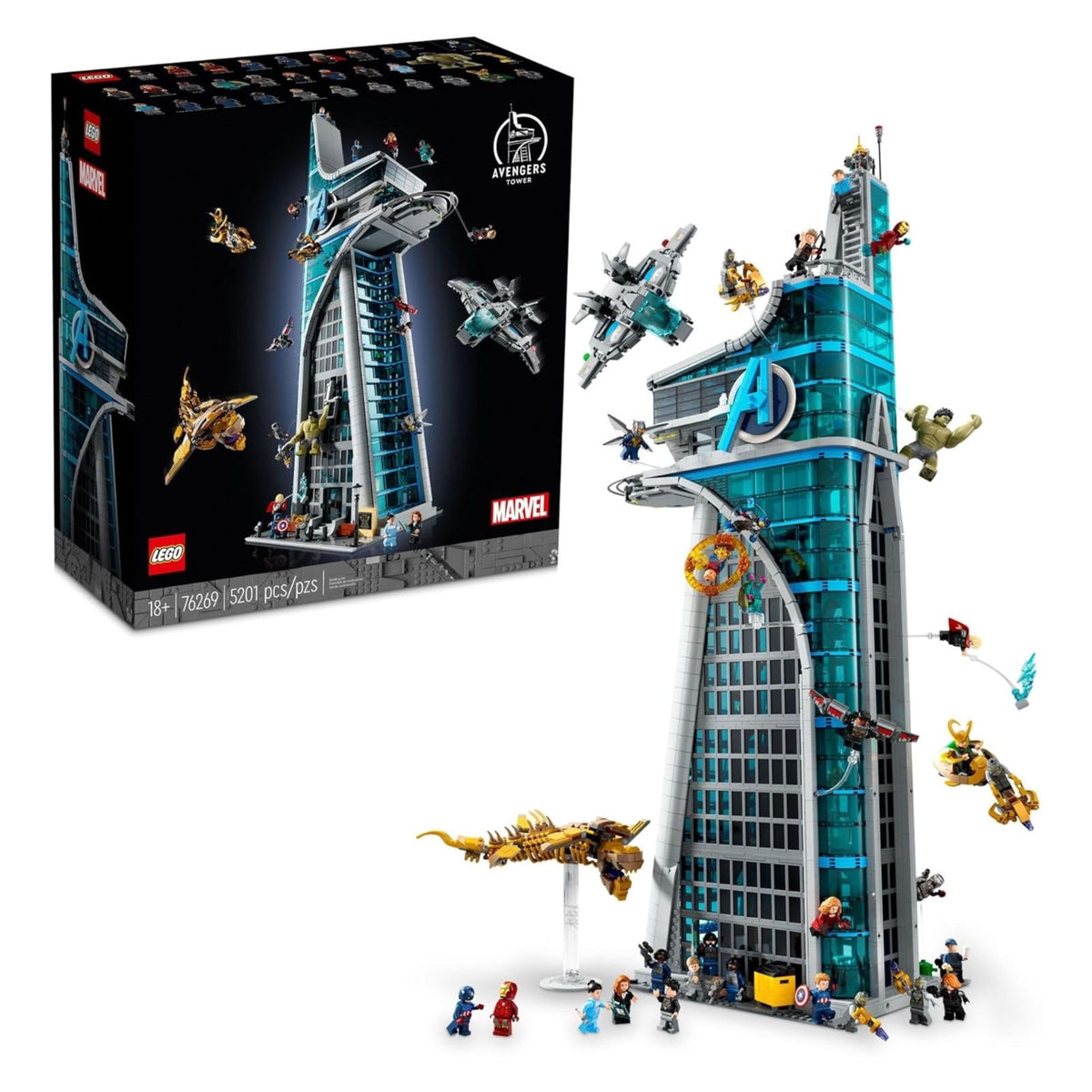 LEGO Marvel Avengers Tower Building Kit, Detailed Recreation of The Iconic HQ Featuring Classic Movie Scenes