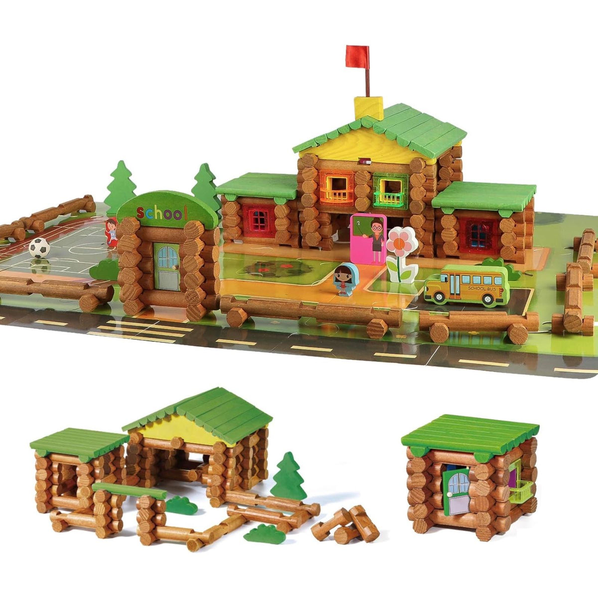 Logs Set Ages 3+, Classic Building Log Gift Set for Boys/Girls