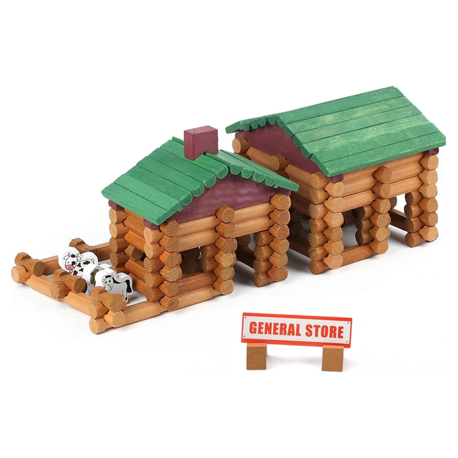 170 Pieces Wood Logs Set Ages 3+, Classic Building Log Toys