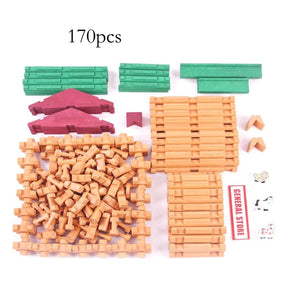 170 Pieces Wood Logs Set Ages 3+, Classic Building Log Toys