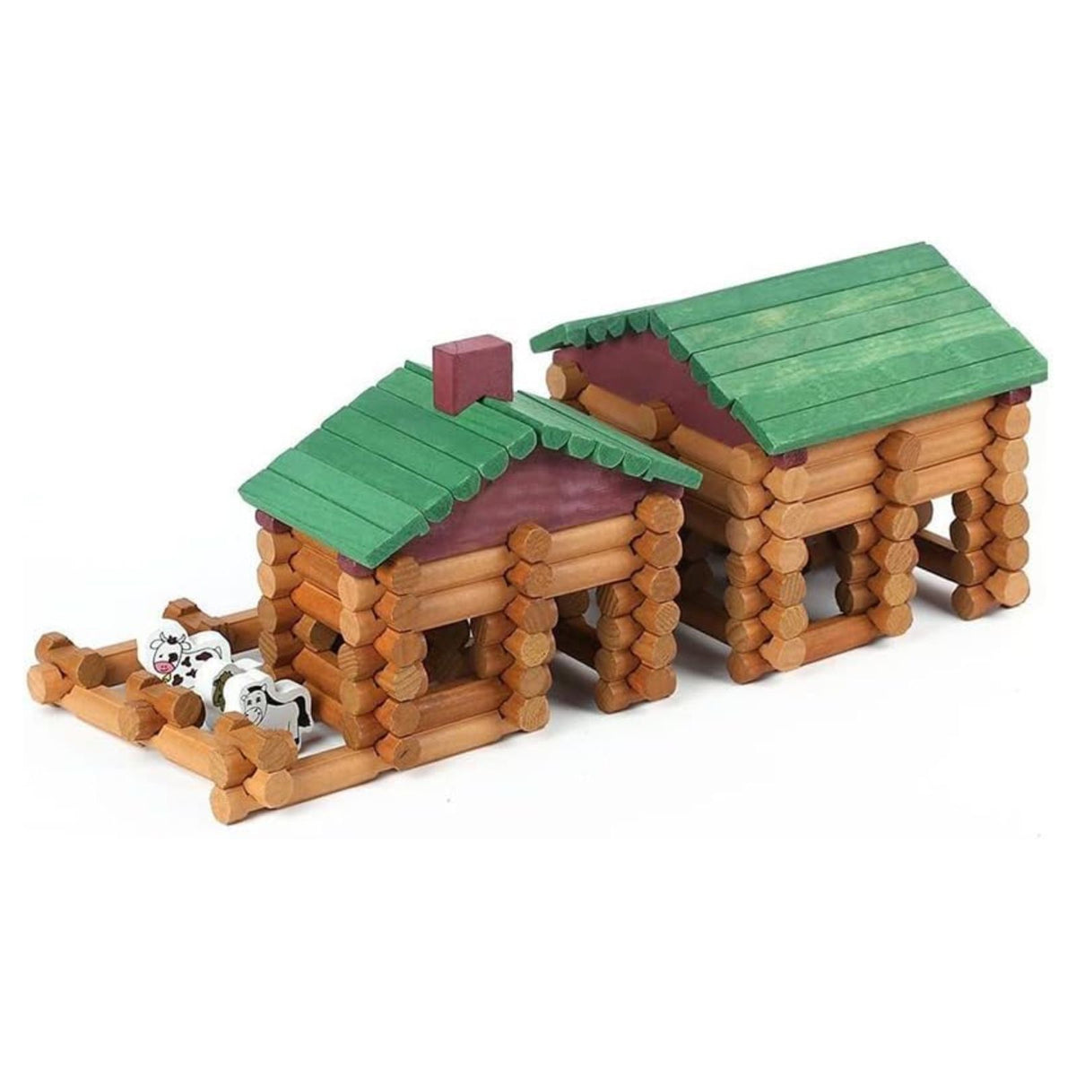 170 Pieces Wood Logs Set Ages 3+, Classic Building Log Toys