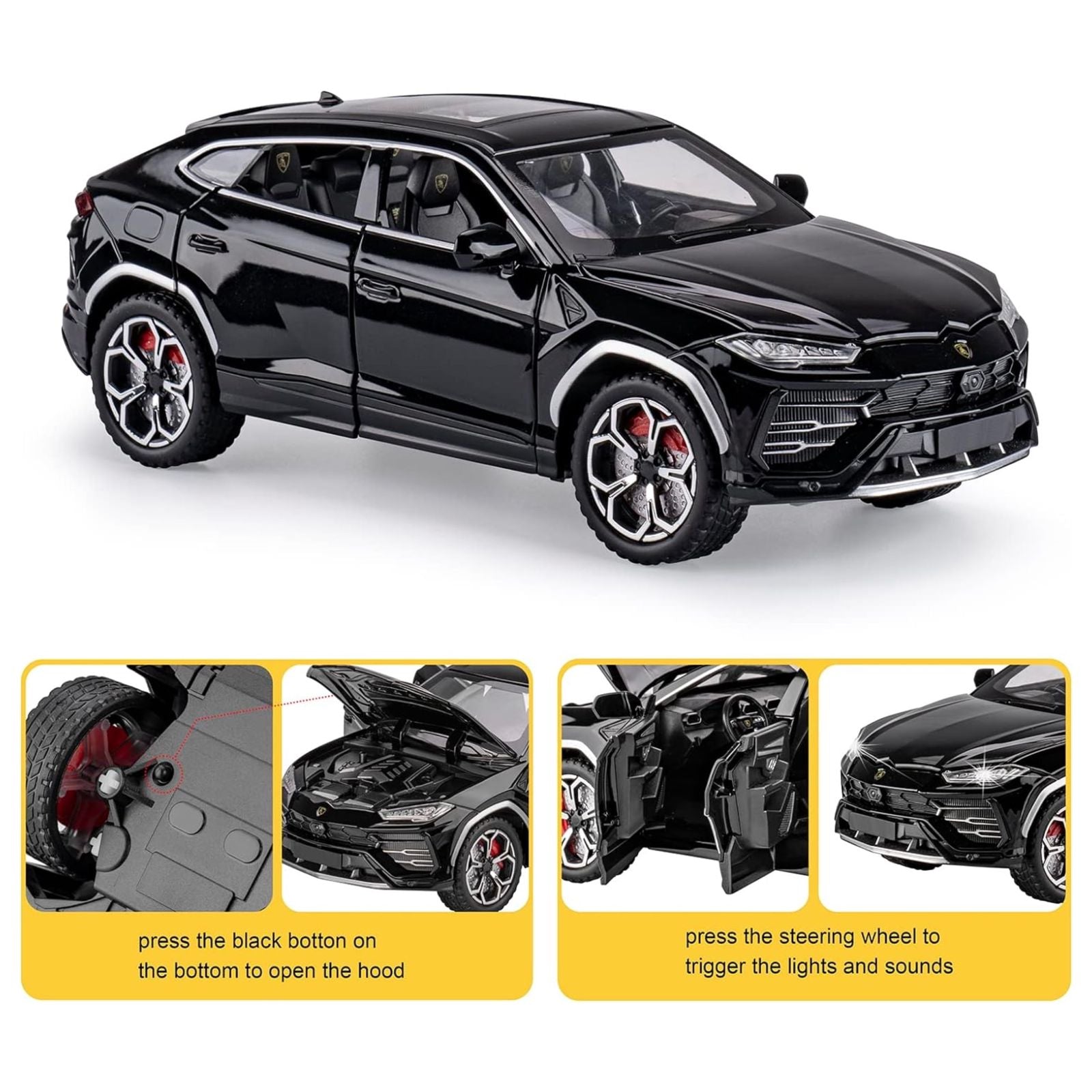 Lambo Urus Car Toys For 3 4 5 6 7 8 Year Old Boy (Black)