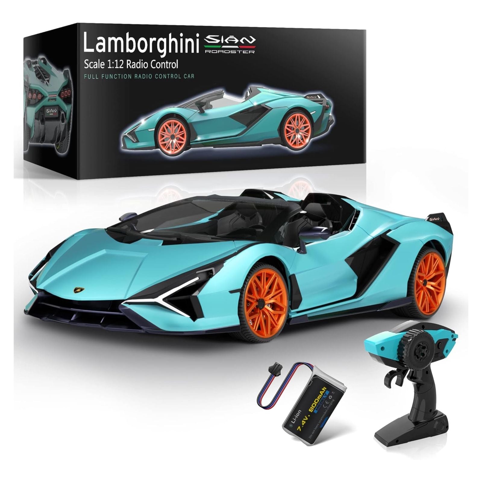 Lamborghini Sian Remote Control Car, 1:12 Scale - Blue