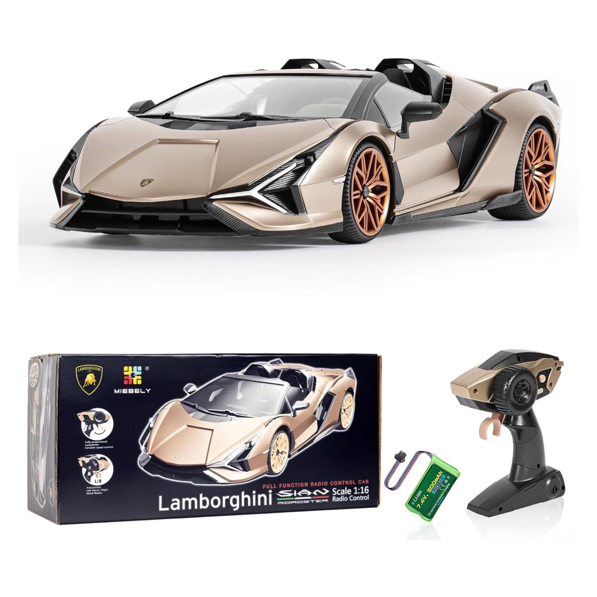 Lamborghini Sian Remote Control Car, 1:16 Scale (Champagne)