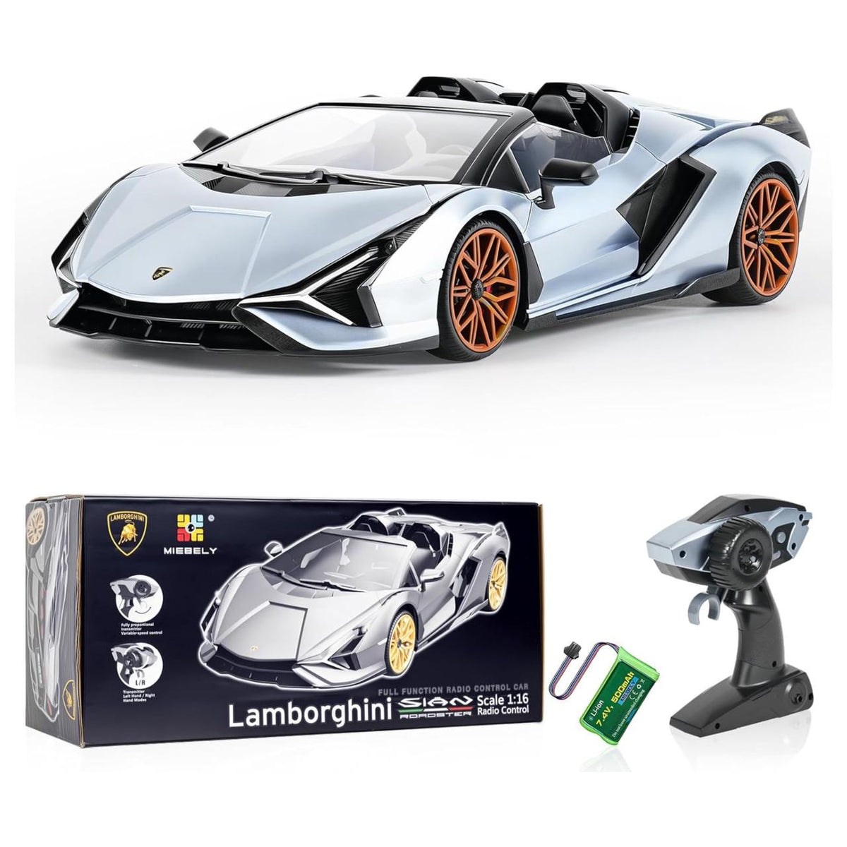 Lamborghini Sian Remote Control Car, 1:16 Scale (Light blue)