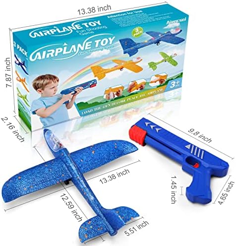 3 Pack Airplane Launcher Toy | 12.6" LED Foam | 2 Flight Mode | Outdoor Flying Toys