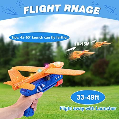 3 Pack Airplane Launcher Toy | 12.6" LED Foam | 2 Flight Mode | Outdoor Flying Toys