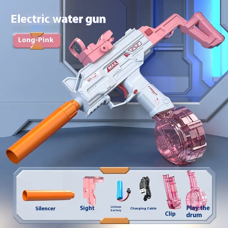 Children's Automatic UZI Electric Water Gun – Summer Beach Pool Toy for Fun Fights