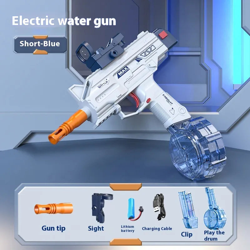 Children's Automatic UZI Electric Water Gun – Summer Beach Pool Toy for Fun Fights