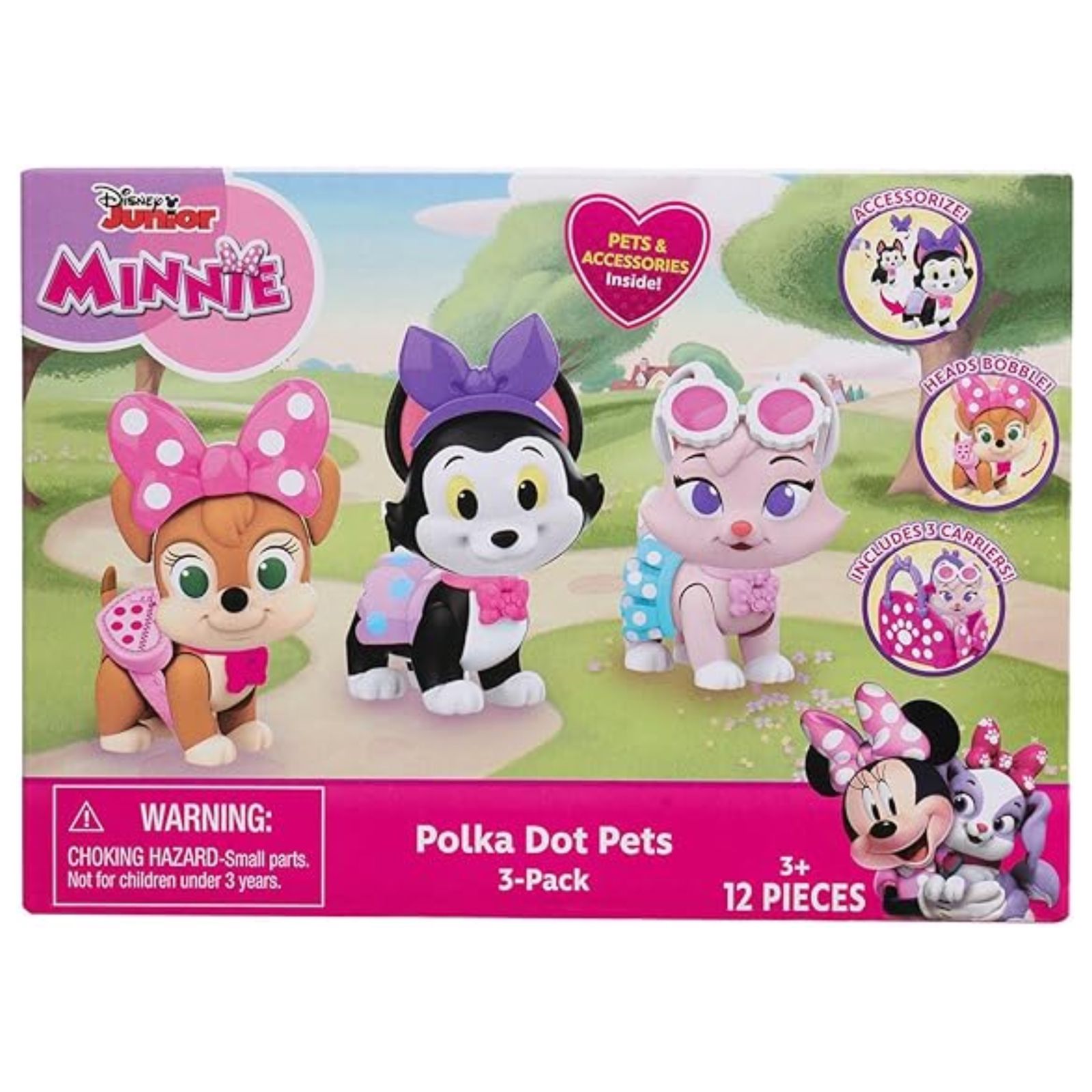 Disney Junior Minnie Mouse Polka Dot Pets 3-Pack Figures - Official Kids Toys, Amazon Exclusive