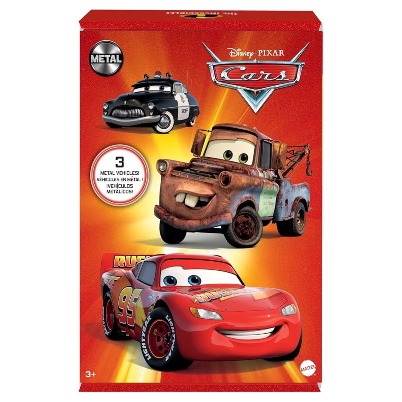 Mattel Disney Pixar Cars Radiator Springs 3-Pack: Lightning McQueen, Mater & Sheriff Die-cast