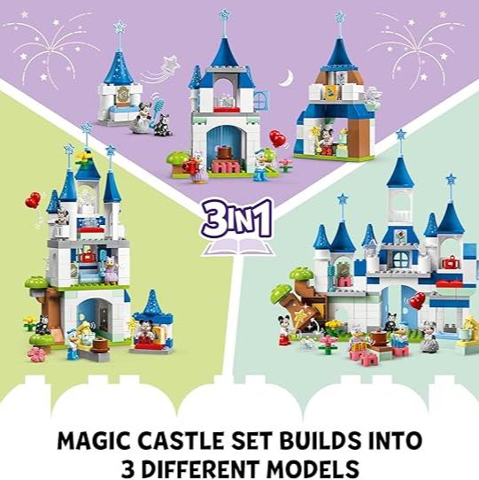 "LEGO DUPLO Disney 3-in-1 Magic Castle Set - 5 Figures, Magical Adventure Toy for Toddlers"