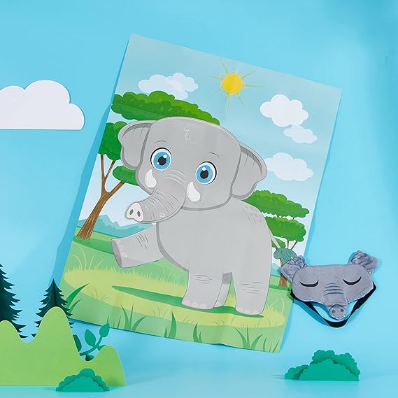 JOYIN Pin The Nose on The Elephant Game – 21"x28", 24 Stickers, Party Fun!