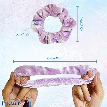 Frozen Elsa Hair Accessory Set - 5 Pcs with Detangling Brush & 4 Scrunchies