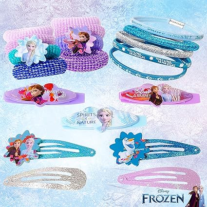 LUV HER Frozen 2 Girls 20-Piece Accessory Set - Barrettes, Clips, Elastics & Ponies