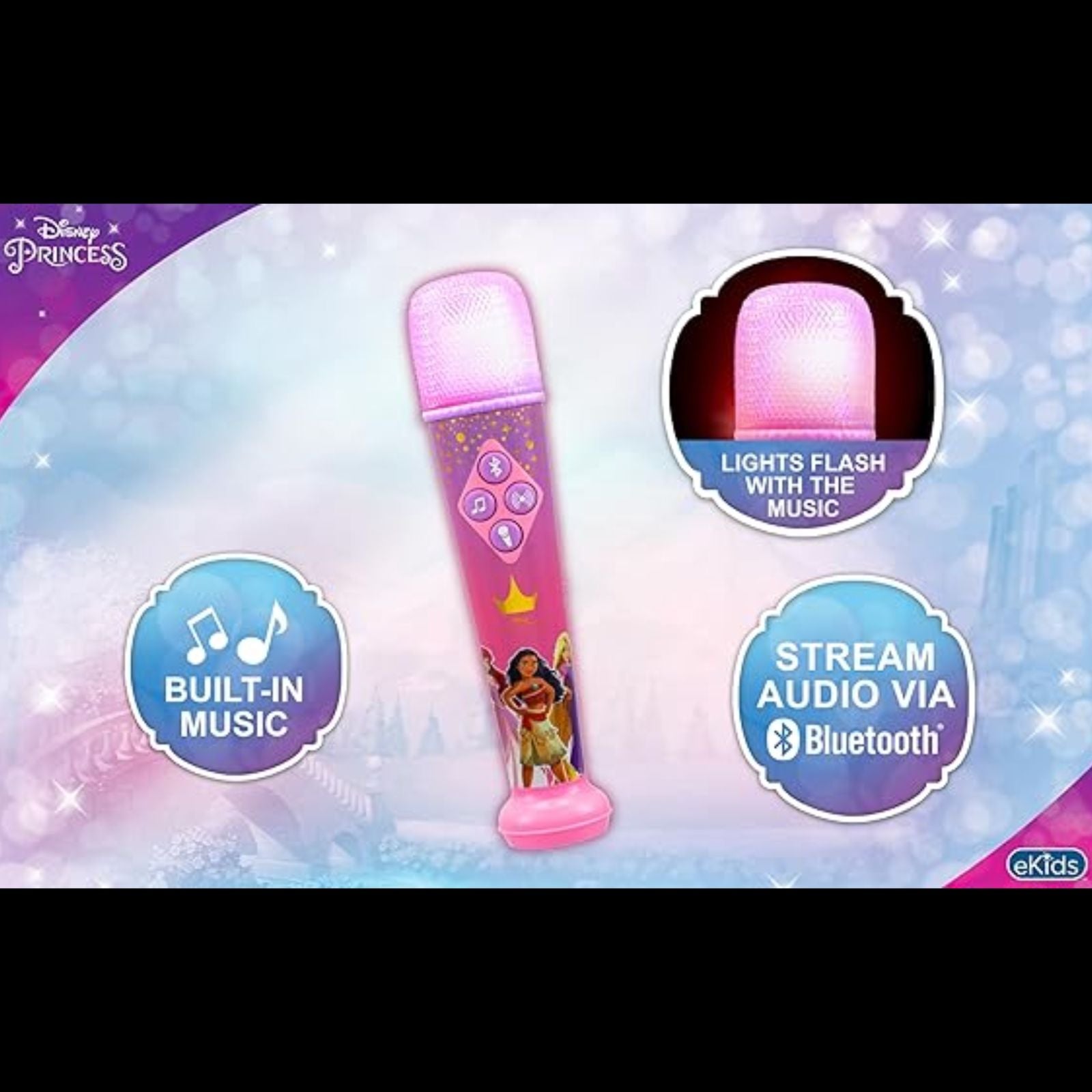 Disney Princess Karaoke Microphone for Kids – Bluetooth, Music, Light Show & Fun!