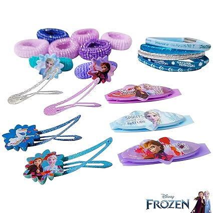 LUV HER Frozen 2 Girls 20-Piece Accessory Set - Barrettes, Clips, Elastics & Ponies