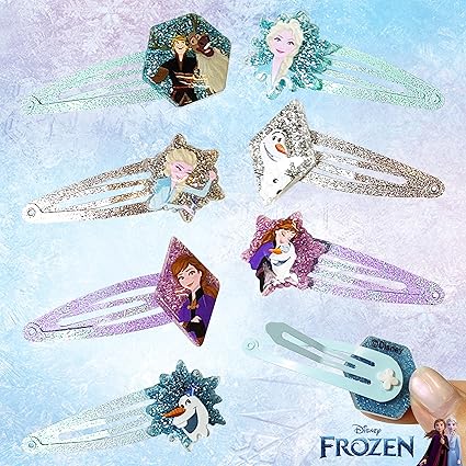 "Disney Frozen Snap Clips for Girls – 8 Pack Multi-Color Hair Clips, Ages 3+"