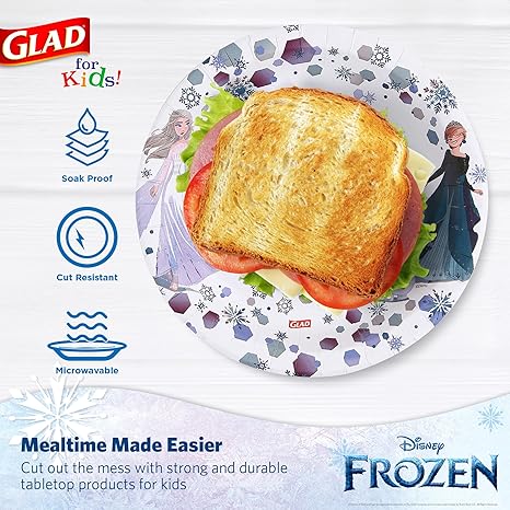 Glad for Kids Disney Frozen 8.5” Snack Plates – Anna & Elsa, 40 Count