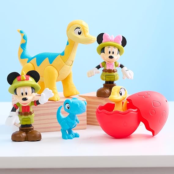 Disney Junior Mickey Mouse Funhouse Dino Pals 7-Piece Figure Set - Official Kids Toys