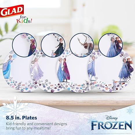 Glad for Kids Disney Frozen 8.5” Snack Plates – Anna & Elsa, 40 Count