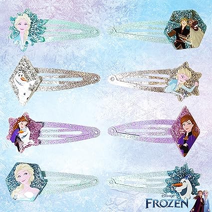 "Disney Frozen Snap Clips for Girls – 8 Pack Multi-Color Hair Clips, Ages 3+"