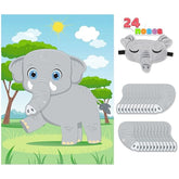 JOYIN Pin The Nose on The Elephant Game -21'' x 28'' Elephant Themed Party Games with 24 PCs Elephant Nose Stickers,Make a Face Sticker Mix and Match Favors Party Games, Decorations for Party Games