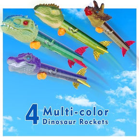 Dinosaur Toy Rocket Launcher for Kids | 4 Rockets | Perfect Outdoor Toy