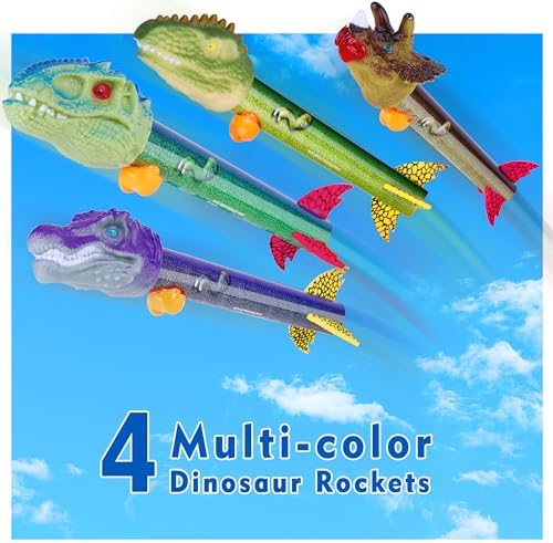 Dinosaur Toy Rocket Launcher for Kids | 4 Rockets | Perfect Outdoor Toy