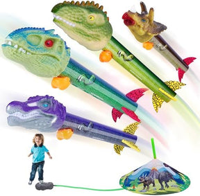 Dinosaur Toy Rocket Launcher for Kids | 4 Rockets | Perfect Outdoor Toy