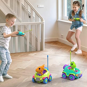 MindSprout Dino Chasers Remote Control Car| LED Lights & Music | 1+1 Free