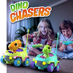 MindSprout Dino Chasers Remote Control Car| LED Lights & Music | 1+1 Free