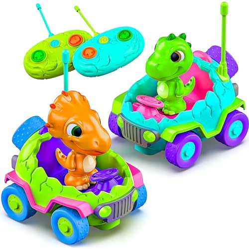 MindSprout Dino Chasers Remote Control Car| LED Lights & Music | 1+1 Free