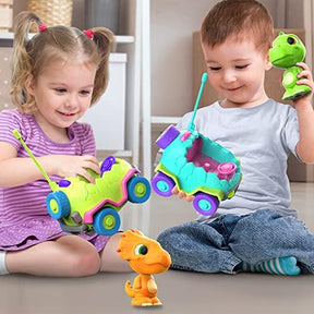 MindSprout Dino Chasers Remote Control Car| LED Lights & Music | 1+1 Free