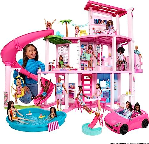 Barbie Dream Doll House Playset | 75+ Pieces | Toy Furniture & 3-Story Pool Slide