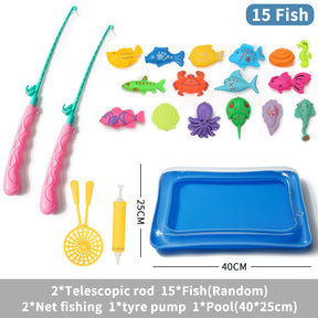 Double shell fishing toy | pool set of magnetic fishing rod