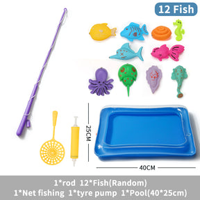 Double shell fishing toy | pool set of magnetic fishing rod