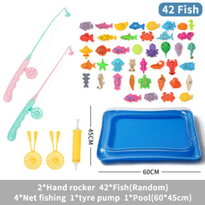 Double shell fishing toy | pool set of magnetic fishing rod