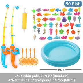 Double shell fishing toy | pool set of magnetic fishing rod