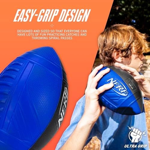 Pro Grip Kids Foam Football | 9” Youth Size Soft Foam Ball | Blue & Black