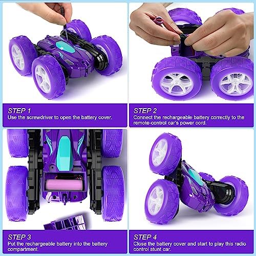 28℃ Remote Control Car for Boys | 4WD 2.4Ghz Rechargeable RC Truck | Purple