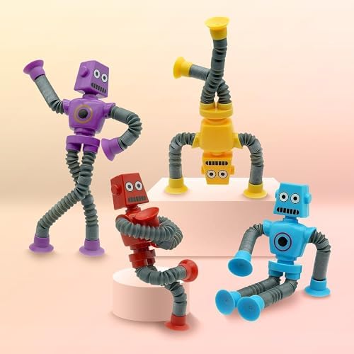 Suction Cup Robot Toy | Mini Robot | 4 Pack Robot